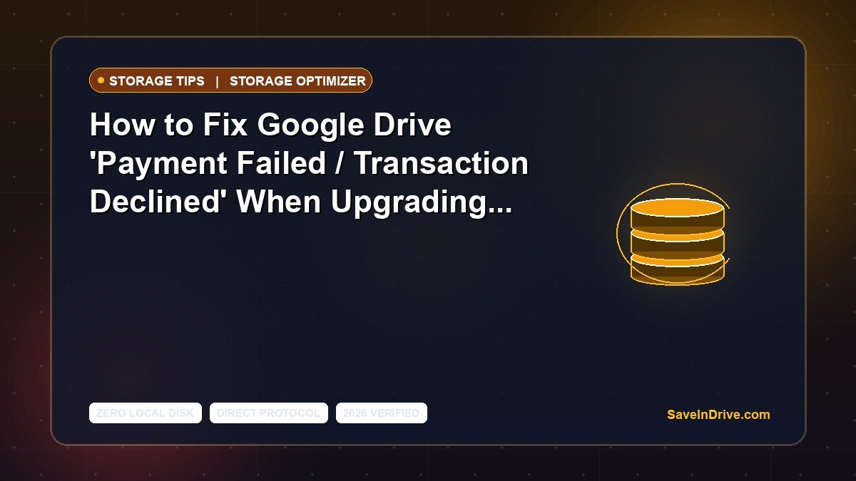 How to Fix Google Drive 'Payment Failed / Transaction Declined' When Upgrading Storage