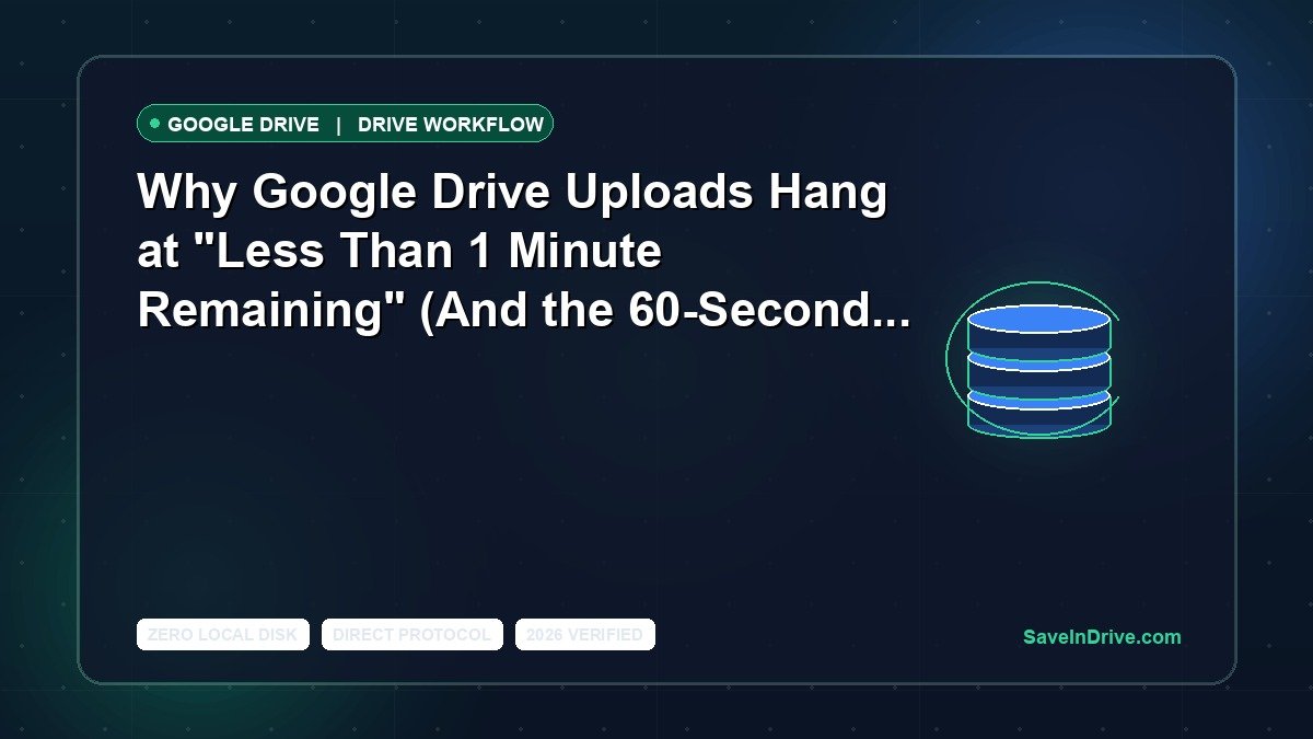 Why Google Drive Uploads Hang at "Less Than 1 Minute Remaining" (And the 60-Second Fix)